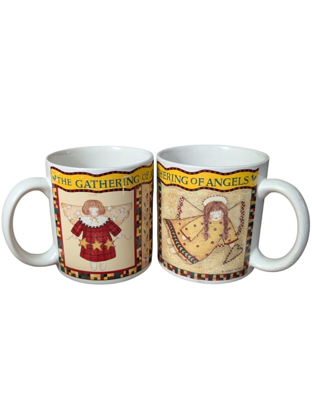 5/$25 Gathering of Angels Debbie Mumm Vintage 90s Christmas Mugs Set of 2